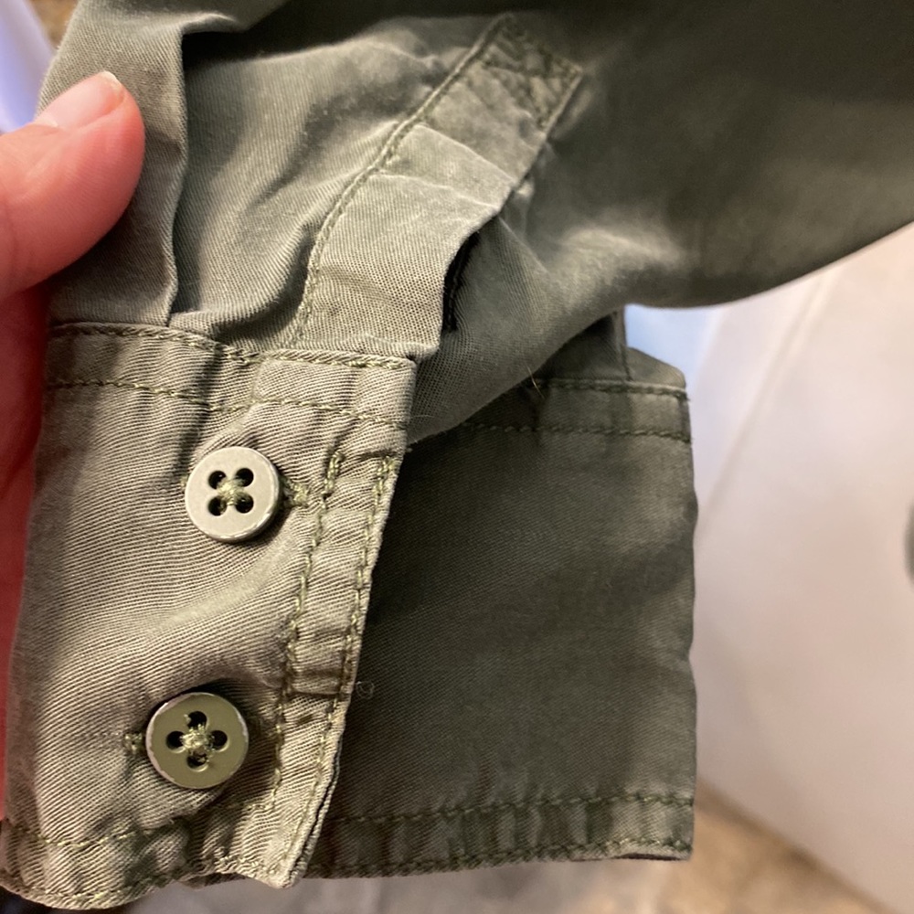 Luxe Essentials Green Button Down Maternity Long … - image 4